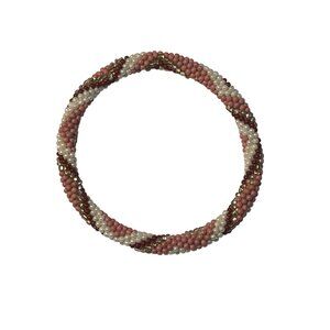 Sashka Bracelet Handmade Boho Chic Crochet Beaded Roll-On Pink White Maroon Gold